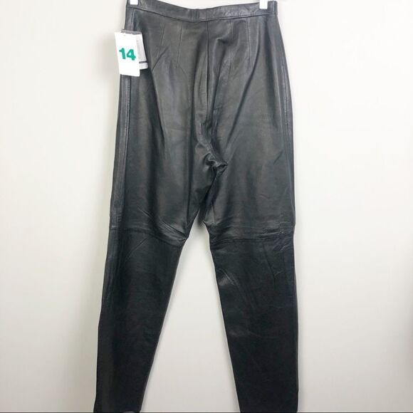 JLC NEW YORK | NEW WITH TAGS Vintage Black Leather Pants Lined Women’s Size 14 - Picture 6 of 9